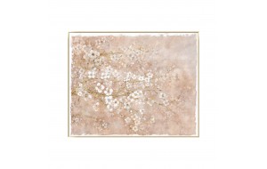 Floral πίνακας ελαιογραφίας σε καμβά με θέμα λουλούδια με ξύλινο χρυσό πλαίσιο 150x120 εκ