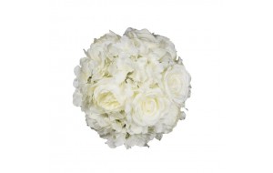 Διακοσμητική σύνθεση μπάλα με λευκά λουλούδια 25 εκ