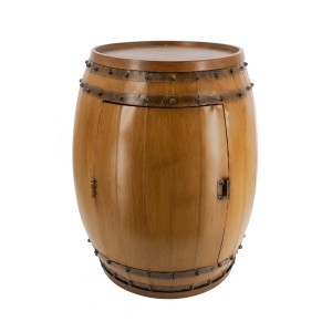 Barrel βοηθητικό τραπεζάκι σαλονιού από ξύλο ελάτης σε φυσική απόχρωση με σχήμα βαρελιού 52x61 εκ