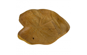 Δίσκος ξύλινος σε φυσική απόχρωση σε σχήμα φύλλου 40x28x6 εκ