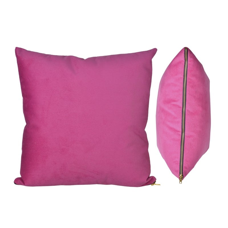 Μαξιλάρι διακοσμητικό υφασμάτινο ροζ με φερμουάρ 45x15 εκ