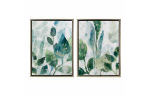 Πίνακες με απεικονιζόμενα φύλλα πράσινα σετ δύο τεμαχίων 19x25.5 εκ