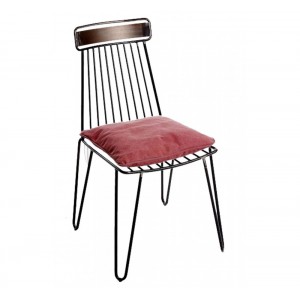 Καρέκλα μεταλλική με μαξιλάρι από ύφασμα ή δερματίνη σε διάφορα χρώματα 46x54x90 εκ