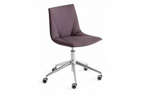 Colorfive wrap καρέκλα γραφείου υφασμάτινη μωβ με πόδια μεταλλικά σε ασημί απόχρωση τροχήλατη 64x64x83 εκ