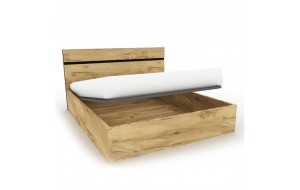 Iron ξύλινο κρεβάτι με κεφαλάρι και αποθηκευτικό χώρο σε διάφορα χρώματα 160x200 εκ