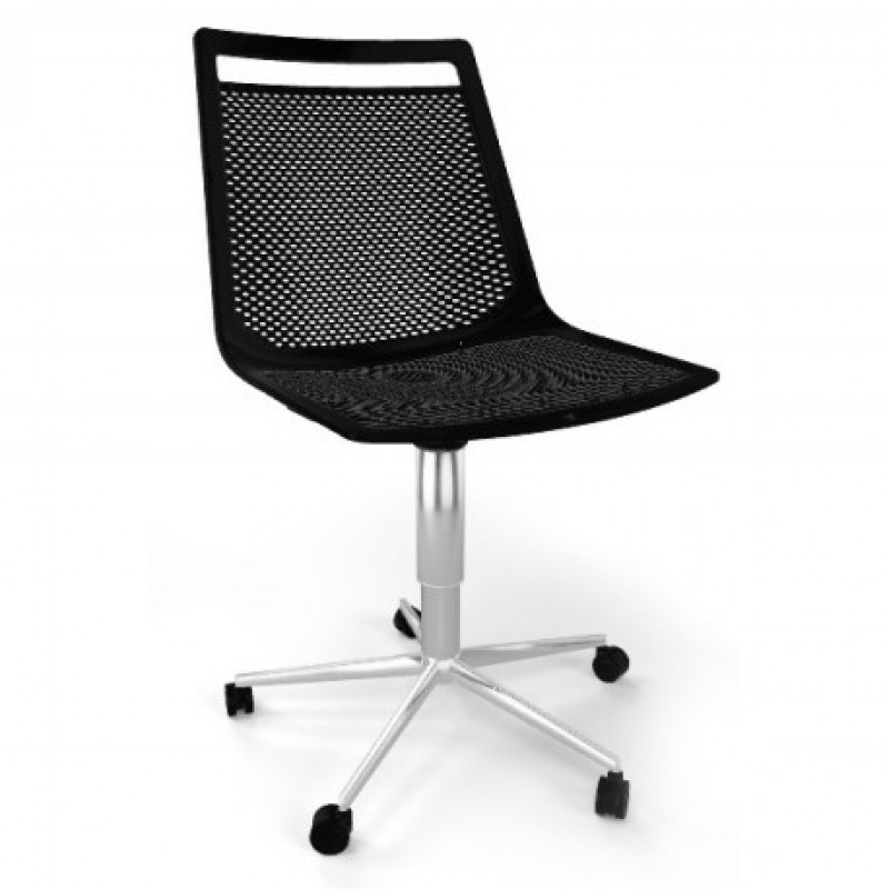 Akami καρέκλα γραφείου μεταλλική τροχήλατη με πόδια σε ασημί απόχρωση 65x65x79 εκ