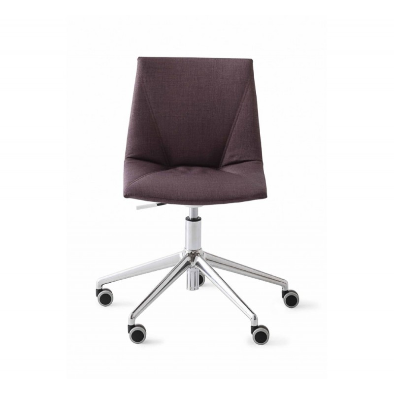 Colorfive wrap καρέκλα γραφείου υφασμάτινη μωβ με πόδια μεταλλικά σε ασημί απόχρωση τροχήλατη 64x64x83 εκ