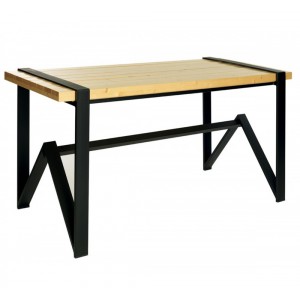 Ace μεταλλικό τραπέζι με επιφάνεια από πεύκο180x80x75 εκ