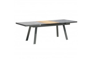 Giada μεταλλικό επεκτεινόμενο τραπέζι με γυάλινη επιφάνεια σε εφέ τσιμέντου 180-240x90x76 εκ 
