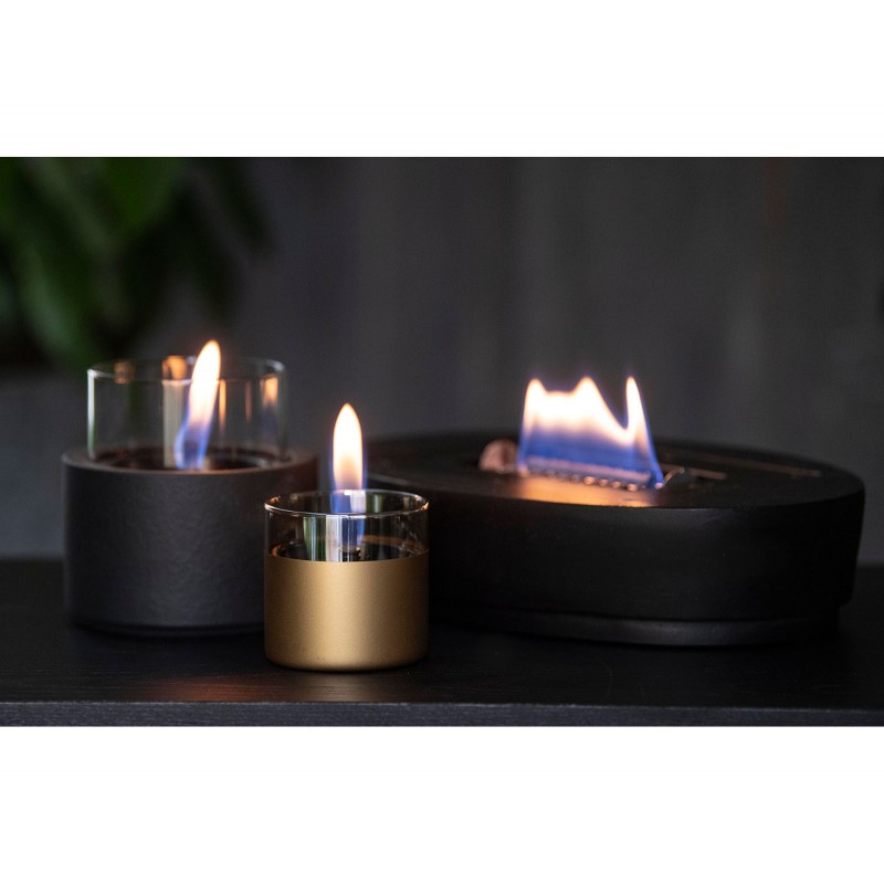 Lotus 12 γυάλινο διάφανο επιτραπέζιο διακοσμητικό με εστία φωτιάς και μαύρο κεραμικό πλαίσιο 13x18 εκ Lotus 12 γυάλινο διάφανο επιτραπέζιο διακοσμητικό με εστία φωτιάς και μαύρο κεραμικό πλαίσιο 13x18 εκ