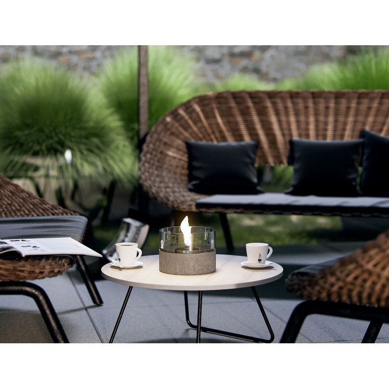 Café 18 γυάλινο διάφανο επιτραπέζιο διακοσμητικό με εστία φωτιάς και γκρι πλαίσιο από πορσελάνη 18x13 εκ Café 18 γυάλινο διάφανο επιτραπέζιο διακοσμητικό με εστία φωτιάς και γκρι πλαίσιο από πορσελάνη 18x13 εκ