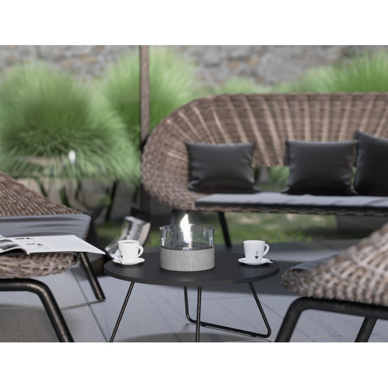 Café 18 γυάλινο διάφανο επιτραπέζιο διακοσμητικό με εστία φωτιάς και γκρι πλαίσιο από πορσελάνη 18x13 εκ Café 18 γυάλινο διάφανο επιτραπέζιο διακοσμητικό με εστία φωτιάς και γκρι πλαίσιο από πορσελάνη 18x13 εκ