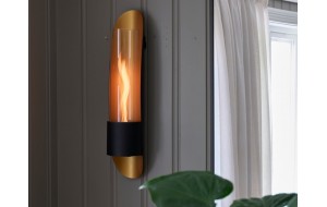 Cycloflame μεταλλικό επιτοίχιο τζάκι σε χρυσή απόχρωση με εστία φωτιάς 17x18x81 εκ