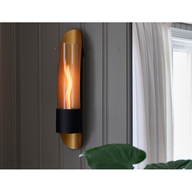 Cycloflame μεταλλικό επιτοίχιο διακοσμητικό σε χρυσή απόχρωση με εστία φωτίας 17x18x81 εκ Cycloflame μεταλλικό επιτοίχιο διακοσμητικό σε χρυσή απόχρωση με εστία φωτίας 17x18x81 εκ