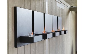 Square 180 μεταλλικό επιτοίχιο τζάκι σε μαύρη απόχρωση με εστία φωτιάς 58x23x58 εκ