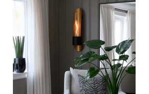 Cycloflame μεταλλικό επιτοίχιο τζάκι σε χρυσή απόχρωση με εστία φωτιάς 17x18x81 εκ