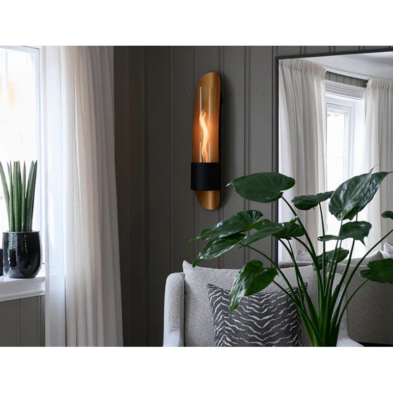 Cycloflame μεταλλικό επιτοίχιο διακοσμητικό σε χρυσή απόχρωση με εστία φωτίας 17x18x81 εκ Cycloflame μεταλλικό επιτοίχιο διακοσμητικό σε χρυσή απόχρωση με εστία φωτίας 17x18x81 εκ