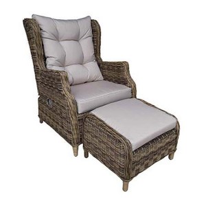 Πολυθρόνα wicker με υποπόδιο και μηχανισμό ανάκλισης