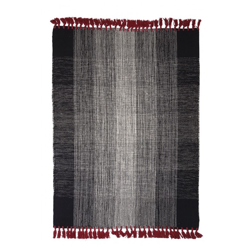 Urban Cotton Kilim Tessa Red Dalia Royal Carpet βαμβακερό χαλί κιλίμι σε γκρι απόχρωση με κόκκινο φινίρισμα και επιλογή διαστάσεων