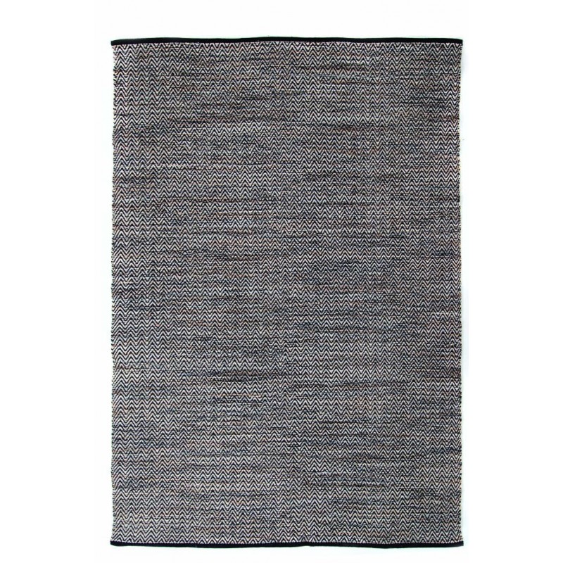 Urban Kilim Venza Black βαμβακερό χαλί κιλίμι σε γκρι απόχρωση με μαύρα γεωμετρικά μοτίβα και επιλογή διαστάσεων