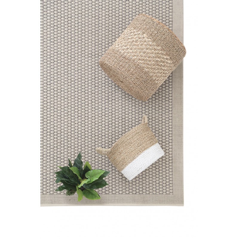 Sand ψάθινο χαλί σε γκρι απόχρωση με μπεζ περιμετρικό φινίρισμα και επιλογή διαστάσεων 1786 I