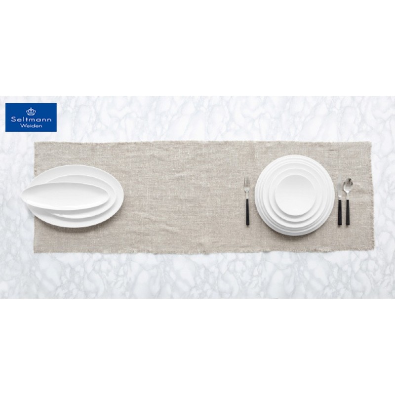 Coup fine dining πορσελάνινη οβάλ πιατέλα λευκή σετ των δύο τεμαχίων 40x26 εκ