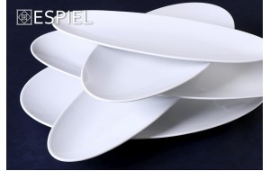 Coup fine dining πορσελάνινη πιατέλα οβάλ λευκή στενόμακρη σετ των δύο τεμαχίων 35x11 εκ