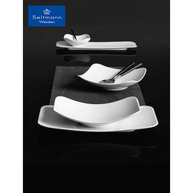 Coup fine dining πορσελάνινη πιατέλα ορθογώνια λευκή σετ των δύο τεμαχίων 39x14 εκ