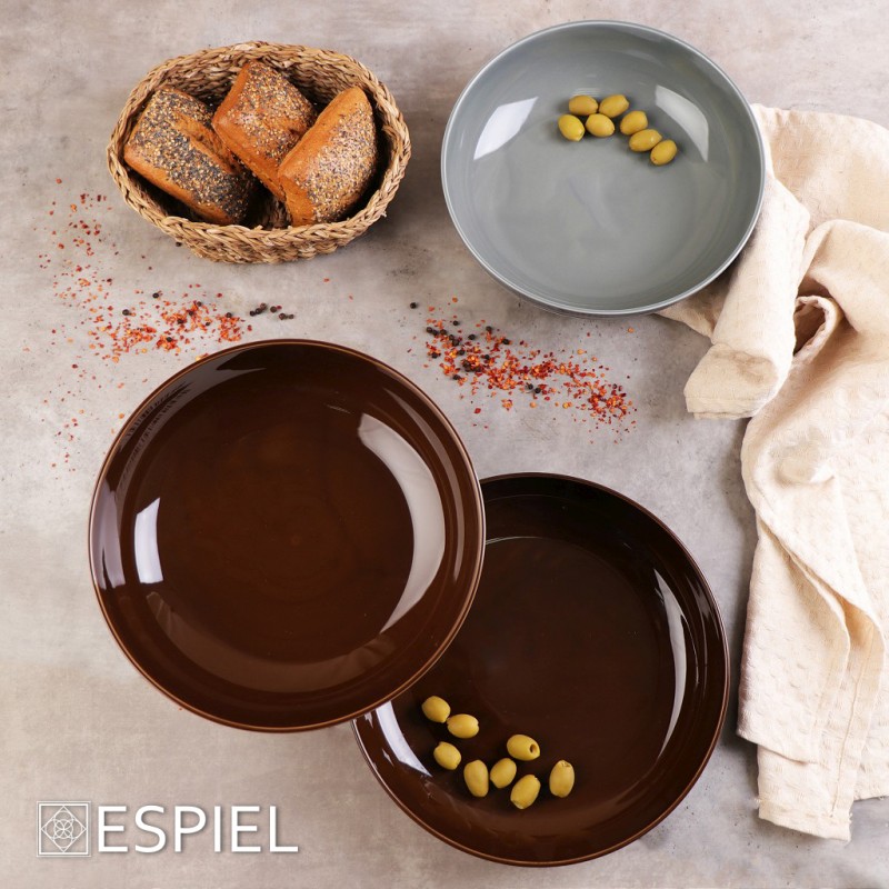Terra Pearl γκρι σαλατιέρα στρογγυλή από πορσελάνη σετ δύο τεμαχίων 28x5.4 εκ