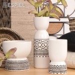 Ethnic κεραμικό βάζο λευκό με μαύρο μοτίβο 12x12x37.5 εκ
