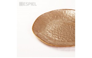 Shine γυάλινη πιατέλα ασημί με χρυσής απόχρωσης μπορντούρα 28 εκ