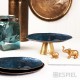 Shine μπωλ γυάλινο μπλε με μπορντούρα και πόδι σε χρυσή απόχρωση 33 εκ