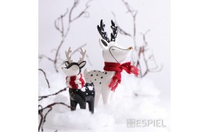 Χριστουγεννιάτικος διακοσμητικός τάρανδος από πορσελάνη με κόκκινο κασκόλ 25 εκ