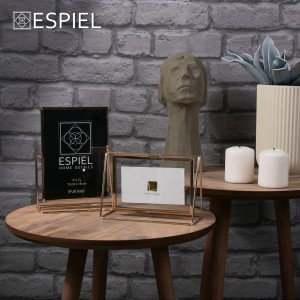 Μεταλλική κορνίζα χρυσή περιστρεφόμενη διπλής όψεως 15x10x20 εκ