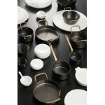 Snow Black κατσαρολάκι παρουσίασης από ανοξείδωτο ατσάλι σε μαύρη απόχρωση με χρυσές λαβές 12x5 εκ