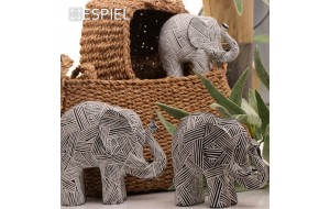 Διακοσμητική φιγούρα ελέφαντα σε λευκό και μαύρο χρώμα 19x22x9 εκ