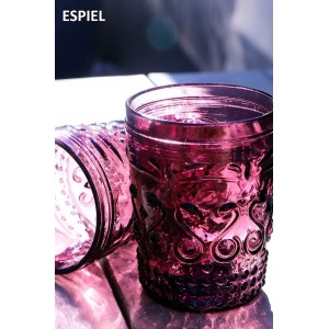 Oxford ποτήρι ανάγλυφο για νερό σε μωβ χρώμα σετ των έξι τεμαχίων 9x16 εκ