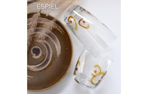 Γυάλινο ποτήρι νερού με μελί σχέδιο σετ των έξι τεμαχίων 9x9 εκ