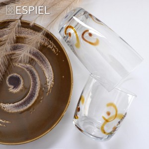 Γυάλινο ποτήρι για ουίσκι με μελί σχέδιο σετ των έξι τεμαχίων 9 εκ
