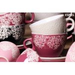 Vienna vintage φλυτζάνι καπουτσίνο σε ροζ χρώμα σετ των έξι τεμαχίων 280 ml 9x7 εκ