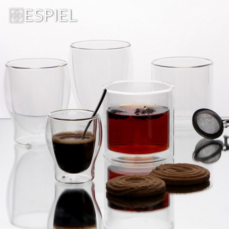 Borosilicate ποτήρι διπλότοιχο διάφανο σετ των δύο τεμαχίων 9 εκ