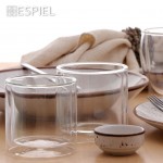 Borosilicate γυάλινο ποτήρι διπλότοιχο σετ  δύο τεμαχίων 9 εκ