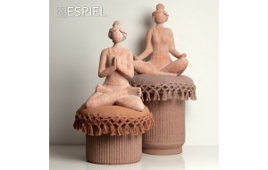 Κεραμική διακοσμητική φιγούρα που κάνει yoga σε μπεζ απόχρωση 26x35x51 εκ