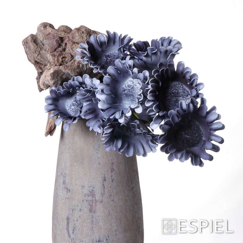 Διακοσμητικό τεχνητό λουλούδι σε μπλε απόχρωση σετ των έξι τεμαχίων 96 εκ