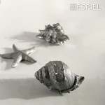 Διακοσμητικό κοχύλι ασημί σετ τέσσερα τεμάχια 13x8x6.5 εκ