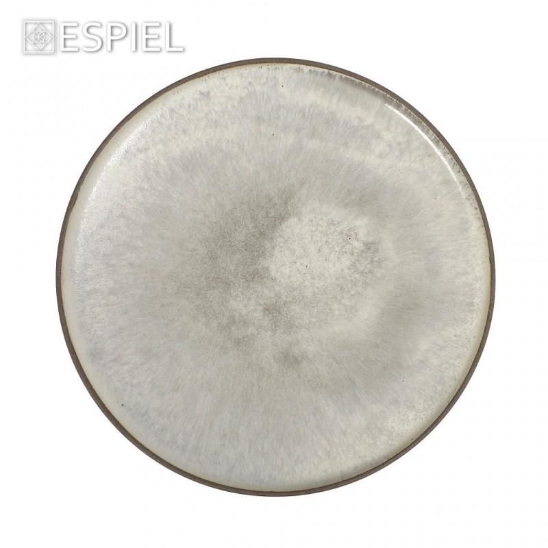 Spirit κεραμικό ρηχό πιάτο σε μπεζ απόχρωση με πλαίσιο σε γκρι χρώμα σετ τεσσάρων τεμαχίων 27x3.5 εκ