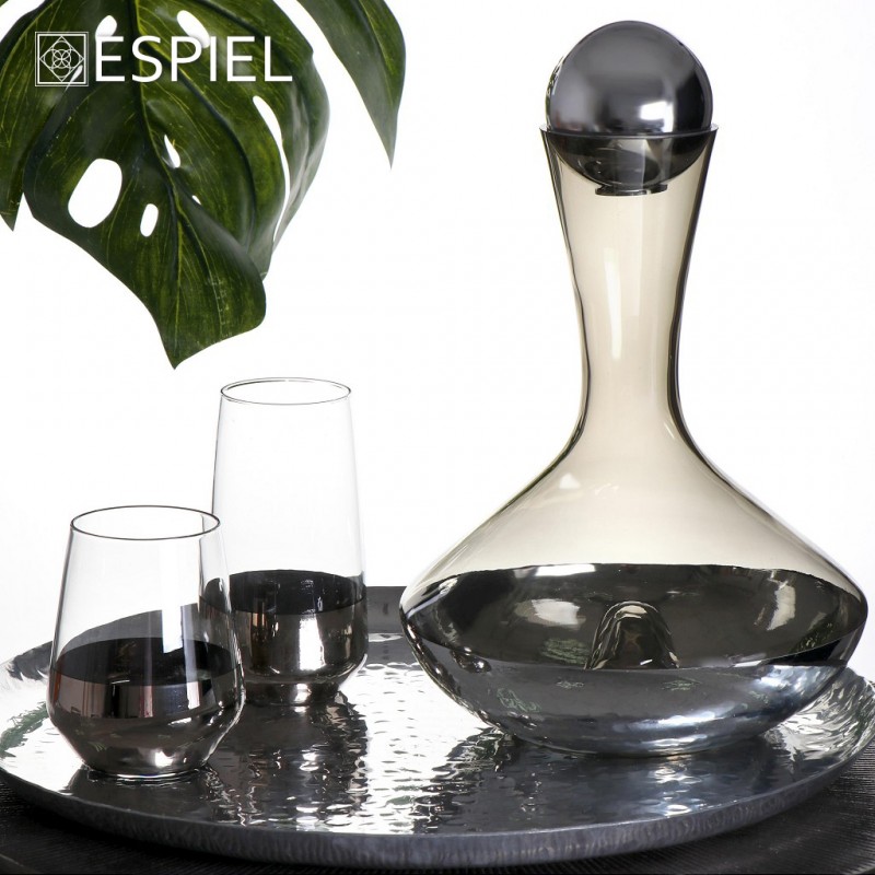 Allegra γυάλινο ποτήρι ουίσκι σε διάφανο με πλατινέ χρώμα σετ των έξι τεμαχίων 7x11 εκ