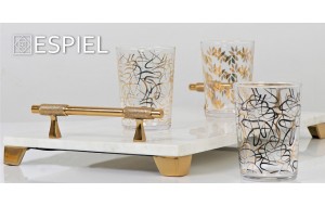 Γυάλινο ποτήρι νερού Lucia με χρυσό και μαύρο σχέδιο σετ των έξι 9x9 εκ