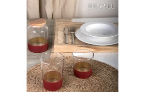 Γυάλινο ποτήρι νερού Alfa κόκκινο σετ έξι τεμάχια 8.8x12.05 εκ