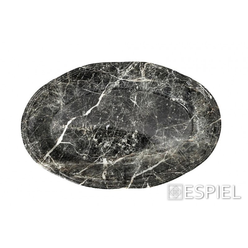 Πιατέλα οβάλ Marble σε μαύρο χρώμα σετ των δύο τεμαχίων 33x22 εκ